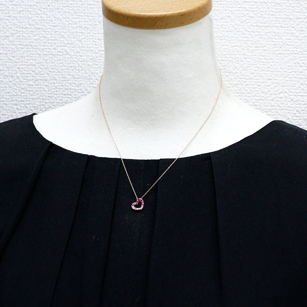 ポンテヴェキオ K18PG ピンクサファイア ダイヤモンド ペンダントネックレス 0.23ct D0.03ct ハート