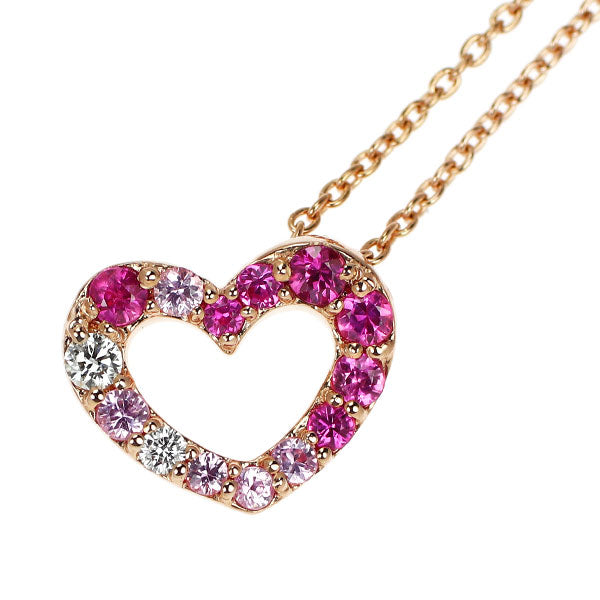 ポンテヴェキオ K18PG ピンクサファイア ダイヤモンド ペンダントネックレス 0.23ct D0.03ct ハート