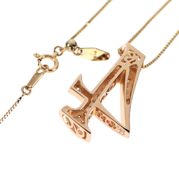 ゆきざき K18PG ダイヤモンド ペンダントネックレス 0.44ct ノンブル ナンバー「4」