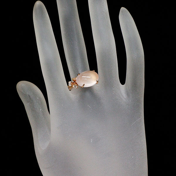 セリーヌ K18PG ローズクオーツ ダイヤモンド リング