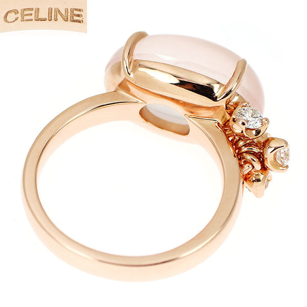 セリーヌ K18PG ローズクオーツ ダイヤモンド リング