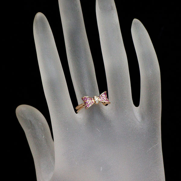 ポンテヴェキオ K18PG ピンクサファイア ダイヤモンド リング 0.45ct D0.03ct リボン