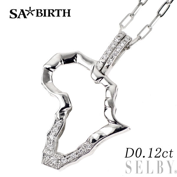 サバース K18WG ダイヤモンド ペンダントネックレス 0.12ct マザーアフリカ