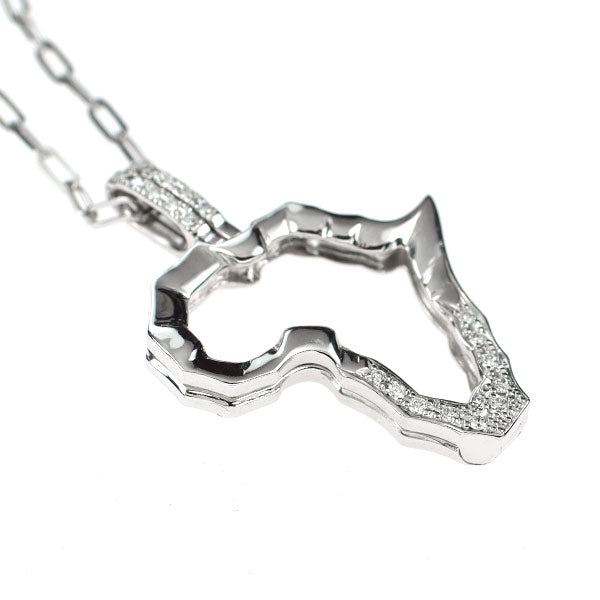サバース K18WG ダイヤモンド ペンダントネックレス 0.12ct マザーアフリカ