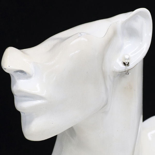 ミキモト K18WG アコヤ真珠 ダイヤモンド イヤリング 径約7.4mm