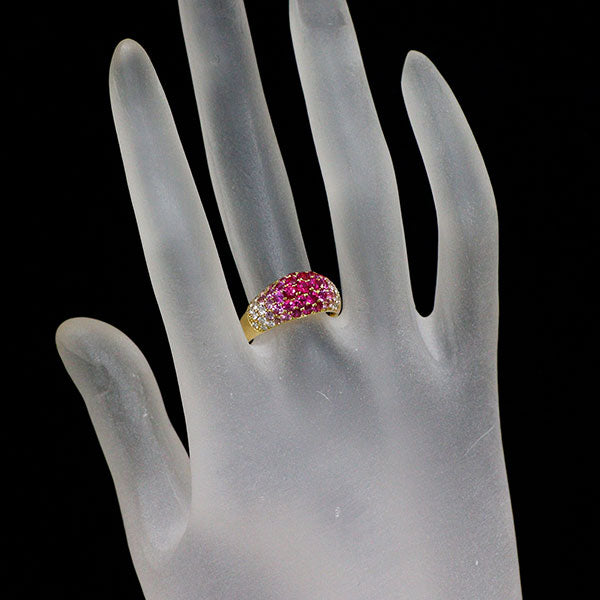 アトリエアル K18YG ピンクサファイア ダイヤモンド リング 1.72ct D0.30ct ラヴィアンローズ