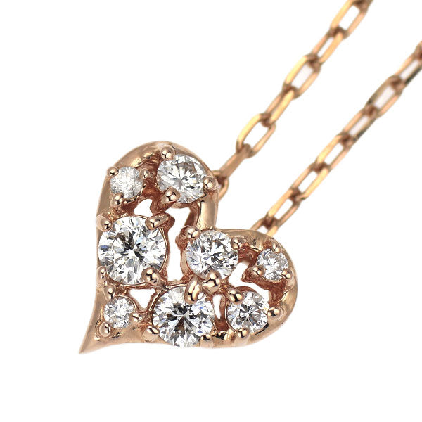 ヴァンドーム青山 K18PG ダイヤモンド ペンダントネックレス 0.15ct ハート