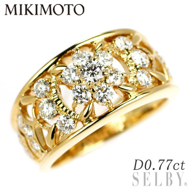 ミキモト K18YG ダイヤモンド リング 0.77ct フラワー