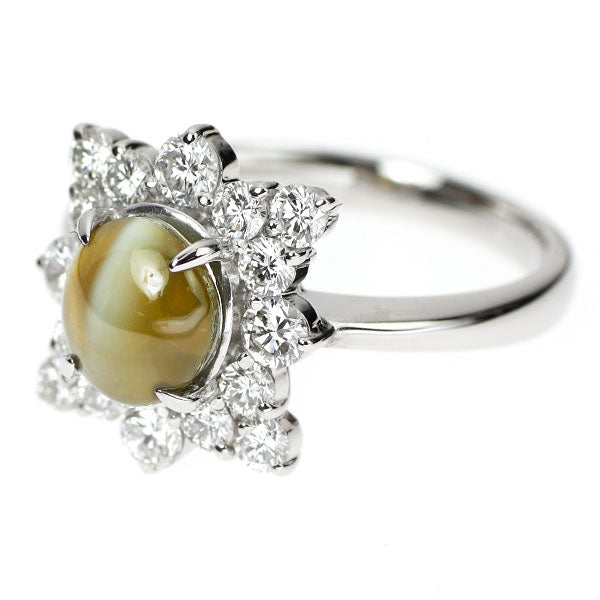 Pt900 クリソベリル キャッツアイ ダイヤモンド リング 2.08ct 0.83ct