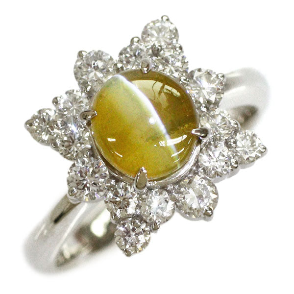 Pt900 クリソベリル キャッツアイ ダイヤモンド リング 2.08ct 0.83ct