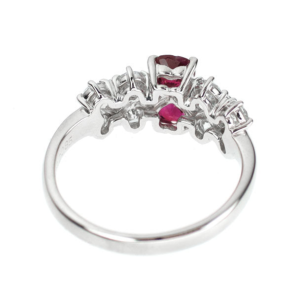 Pt900ハートルビー ダイヤモンドリング Pt900 ハートシェイプ ルビー ダイヤモンド リング 0.63ct 0.85ct
