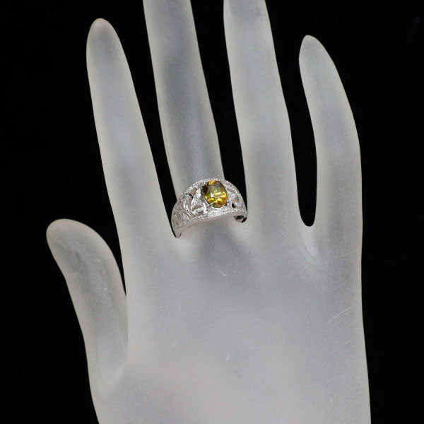 希少 Pt900 スフェーン ダイヤモンド リング 2.04ct D0.19ct