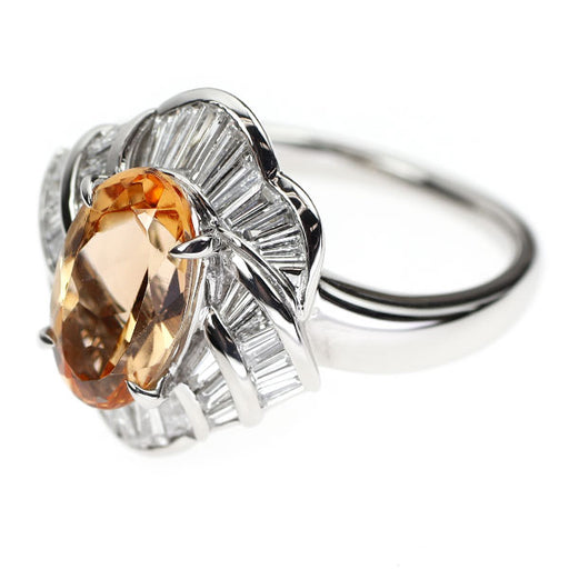 Pt900 インペリアルトパーズ ダイヤモンド リング 3.12ct 0.76ct