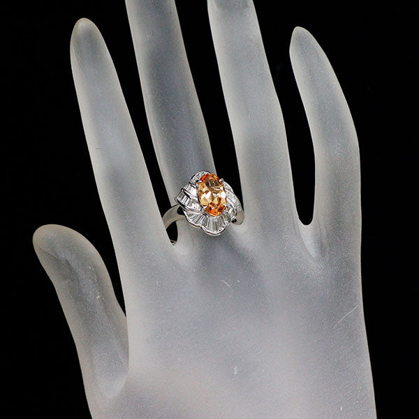 Pt900 インペリアルトパーズ ダイヤモンド リング 3.12ct 0.76ct