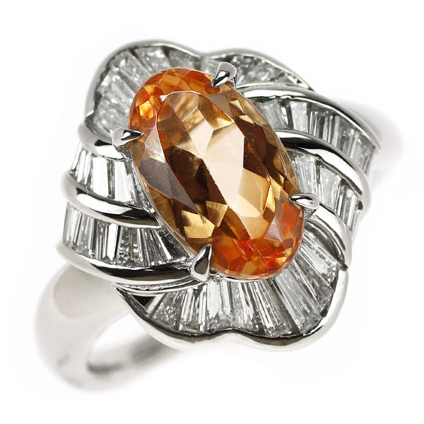Pt900 インペリアルトパーズ ダイヤモンド リング 3.12ct 0.76ct