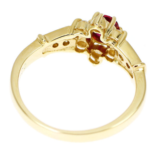 K18YG ルビー ダイヤモンド リング 0.37ct D0.22ct