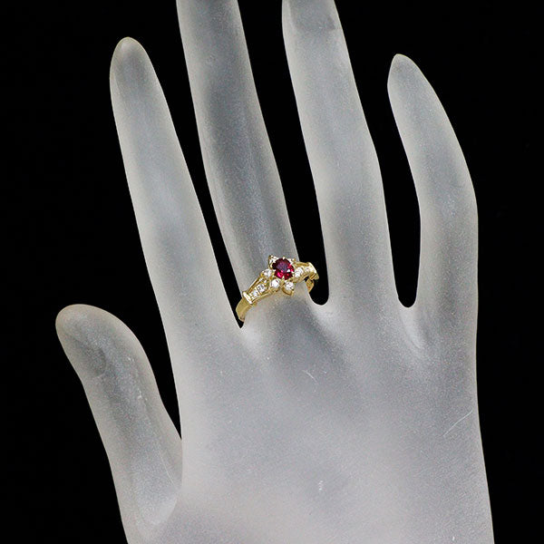 K18YG ルビー ダイヤモンド リング 0.37ct D0.22ct