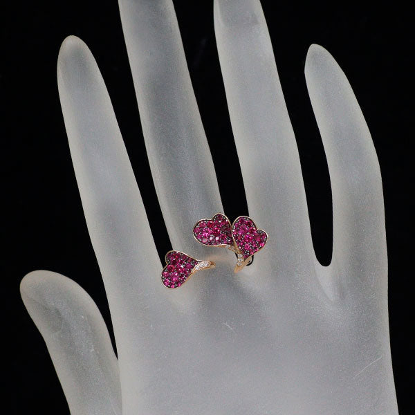 ローズヴィフ ブラックメッキ/ K18PG ルビー ダイヤモンド リング 0.97ct D0.03ct