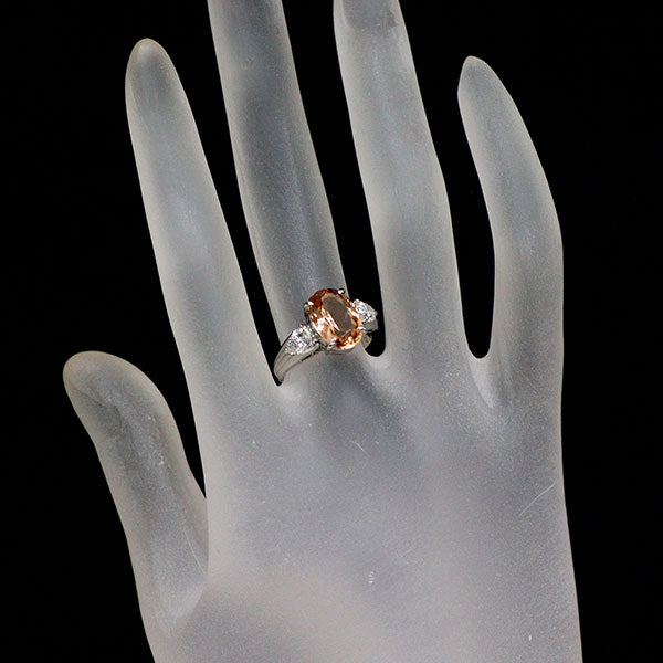 Pt900 インペリアルトパーズ ダイヤモンド リング 3.45ct D0.71ct