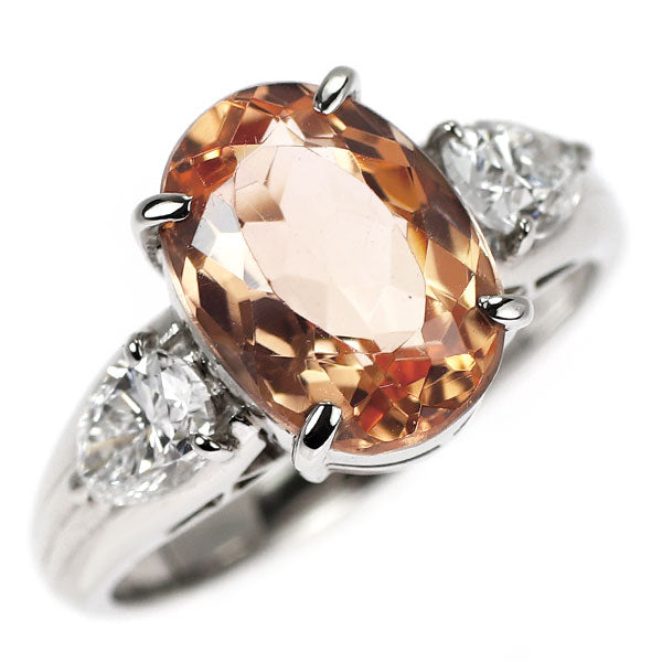 Pt900 インペリアルトパーズ ダイヤモンド リング 3.45ct D0.71ct