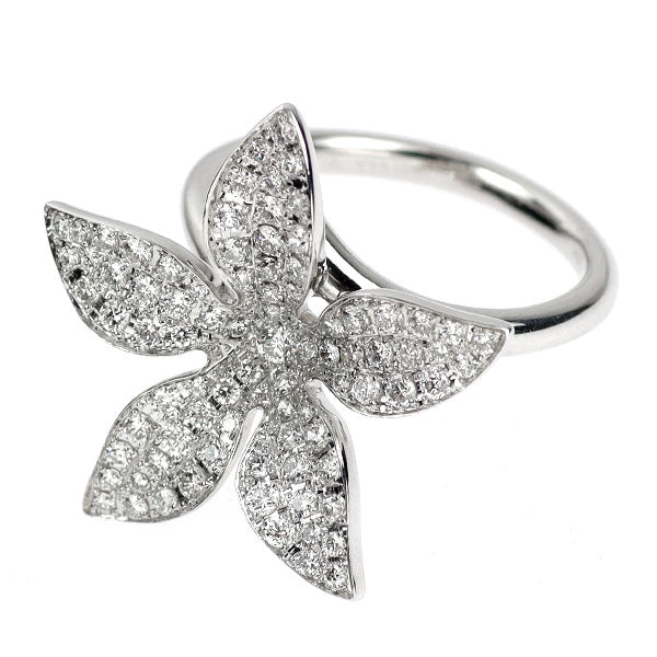 K18WG ダイヤモンド リング 0.95ct フラワー パヴェ