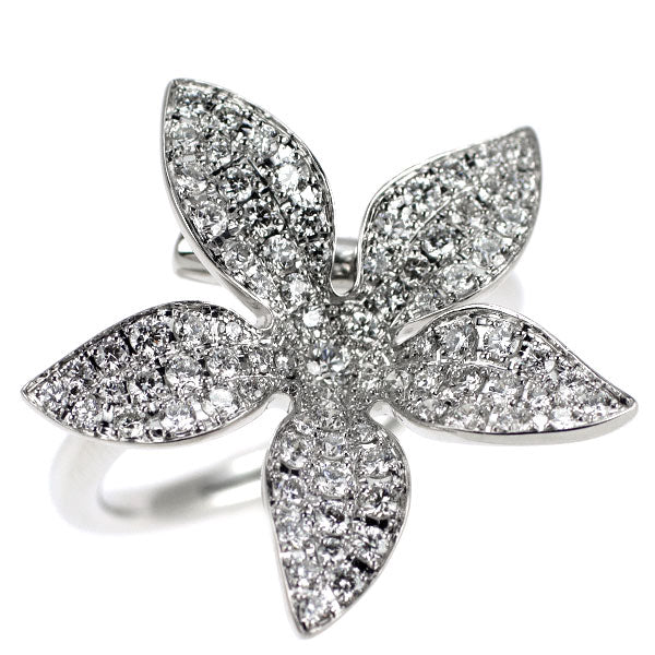 K18WG ダイヤモンド リング 0.95ct フラワー パヴェ