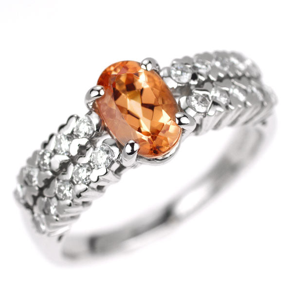 Pt900 インペリアル トパーズ ダイヤモンド リング 1.53ct D0.51ct