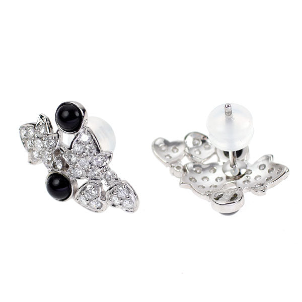Pt900 オニキス ダイヤモンド ピアス D0.50ct