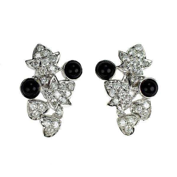Pt900 オニキス ダイヤモンド ピアス D0.50ct