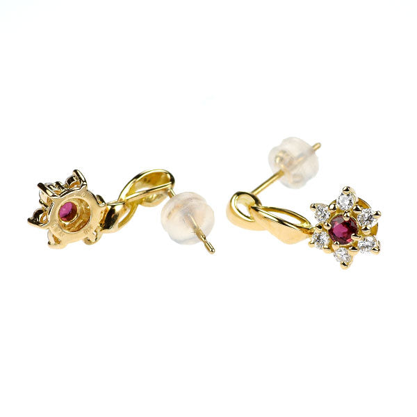 K18YG ルビー ダイヤモンド ピアス 0.26ct D0.36ct
