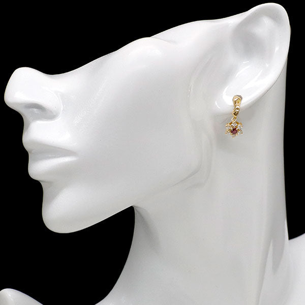 K18YG ルビー ダイヤモンド ピアス 0.26ct D0.36ct