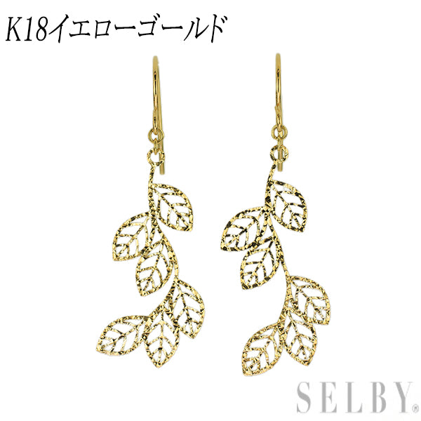 新品 K18YG ピアス 植物