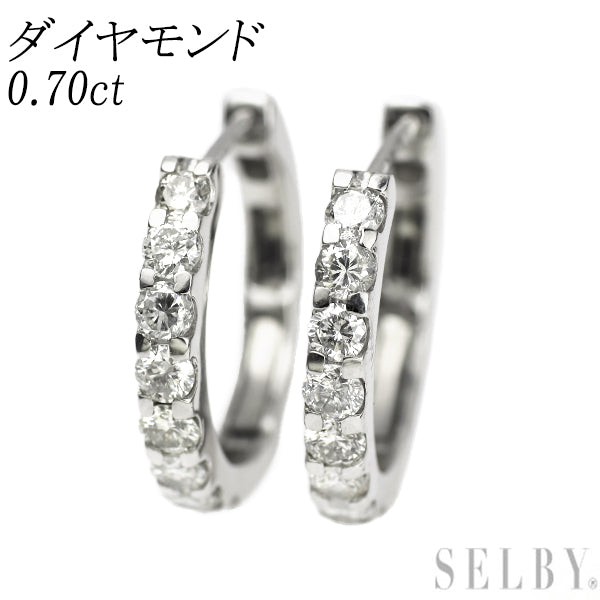 新品 Pt900 ダイヤモンド フープ ピアス 0.70ct