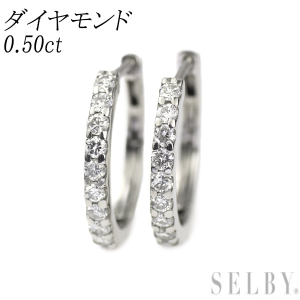 新品 Pt900 ダイヤモンド フープ ピアス 0.50ct