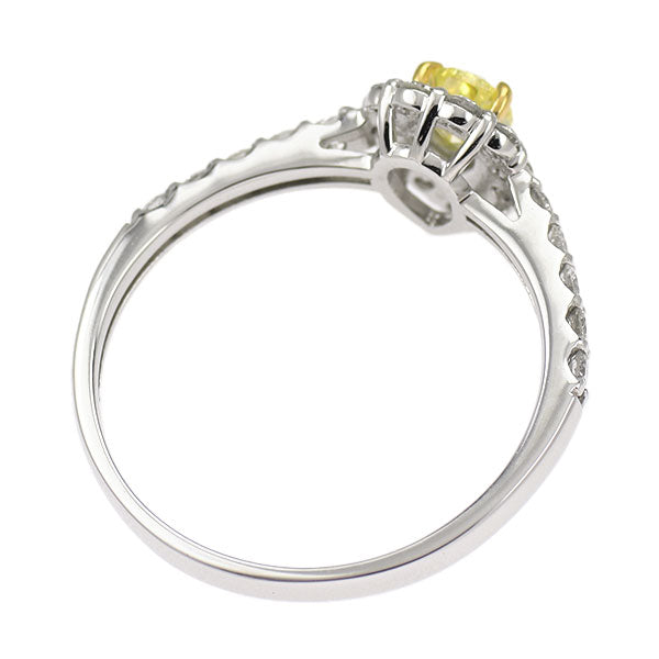 新品 Pt900 ペアシェイプ 天然イエロー ダイヤモンド リング 0.356ct FIY VVS2 D0.40ct