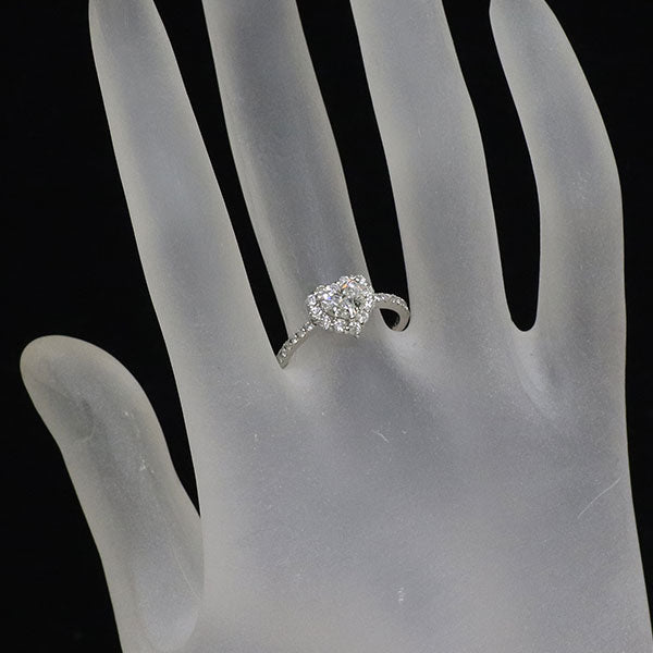 新品 Pt900 ハートシェイプ ダイヤモンド リング 0.606ct G VS1 D0.40ct