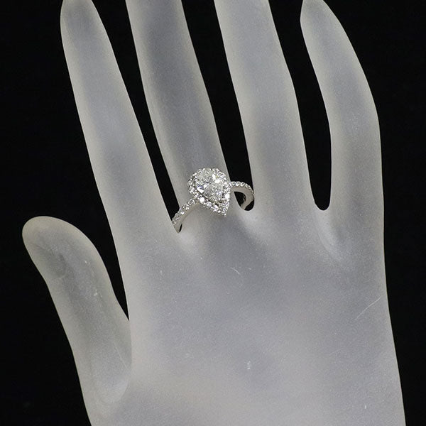 新品 Pt900 ペアシェイプ ダイヤモンド リング 1.097ct G I1 D0.58ct
