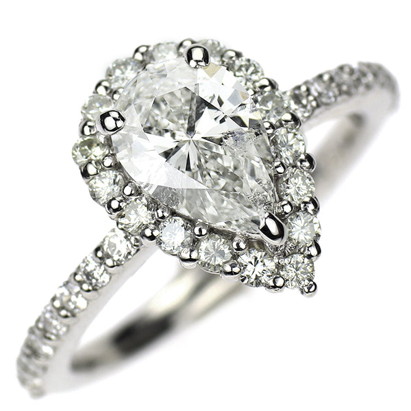 新品 Pt900 ペアシェイプ ダイヤモンド リング 1.097ct G I1 D0.58ct