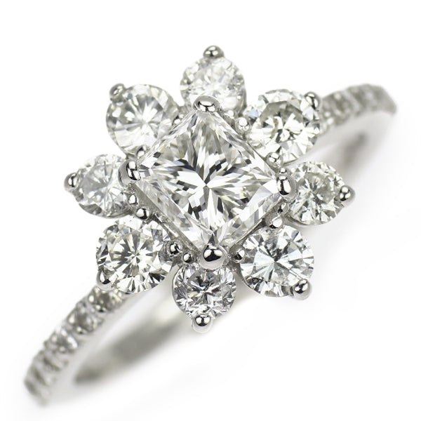 新品 Pt950 プリンセスカット ダイヤモンド リング 1.008ct G VS2 D1.05ct