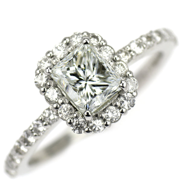 新品 Pt950 プリンセスカット ダイヤモンド リング 1.013ct E VS2 D0.48ct
