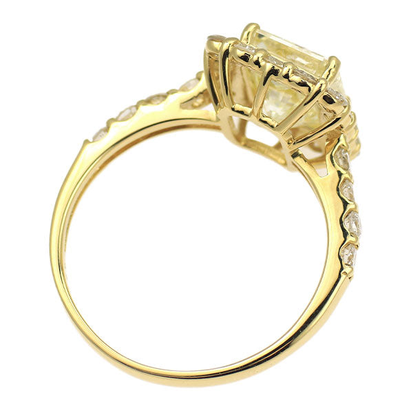 新品 K18YG プリンセスカット ダイヤモンド リング 2.012ct VLY I1 D0.80ct