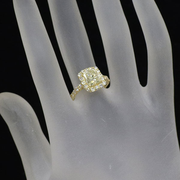 新品 K18YG プリンセスカット ダイヤモンド リング 2.012ct VLY I1 D0.80ct