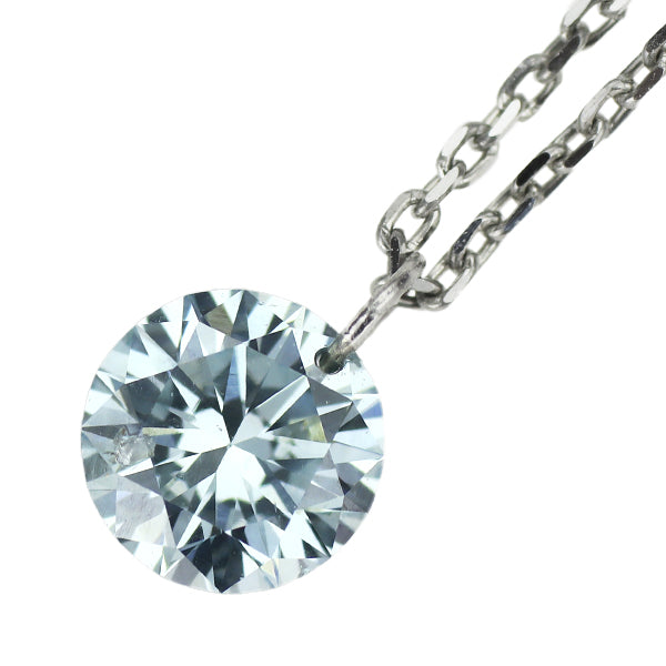 新品 Pt850 ストリングホール トリートアイスブルー ダイヤモンド ペンダントネックレス 0.214ct FGB SI2
