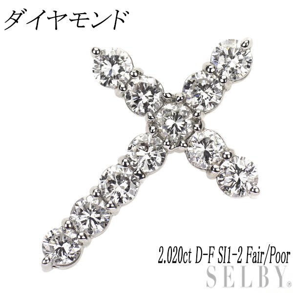 新品 Pt950 ダイヤモンド ペンダントトップ 2.020ct D-F SI1-2 Fair/Poor クロス