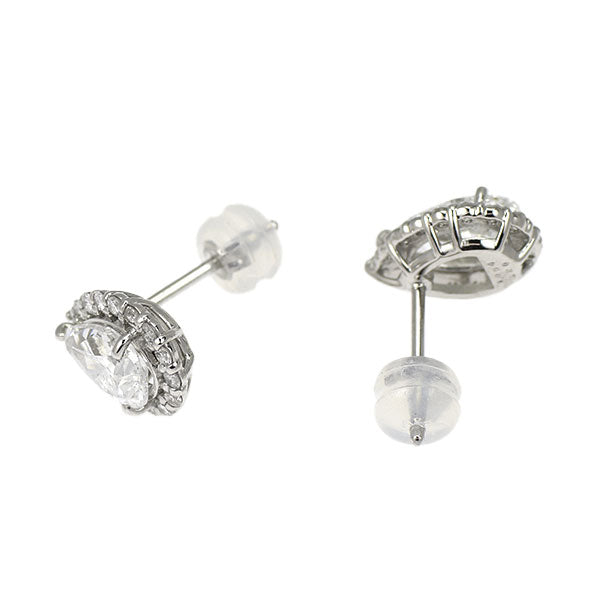 新品 Pt900 片側LDH ペアシェイプ ダイヤモンド ピアス 2.011ct F/G I1 D0.40ct