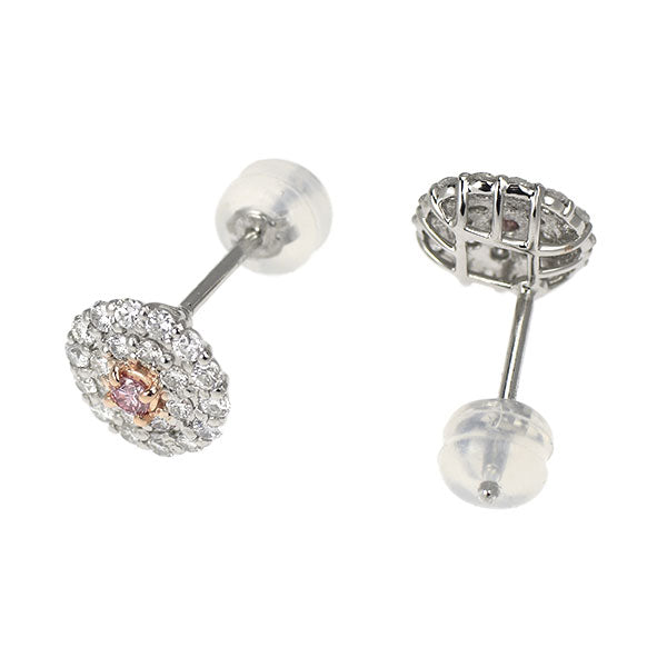 新品 希少 Pt900 天然ピンク ダイヤモンド ピアス 0.080ct FIPP VS2/SI2 D0.62ct