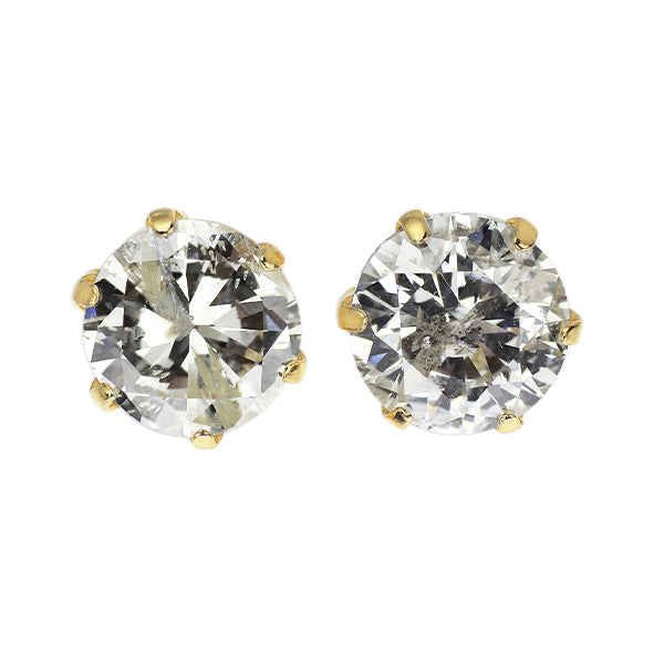 新品 K18YG ダイヤモンド ピアス 2.076ct I/K I1-2 Fair/Poor