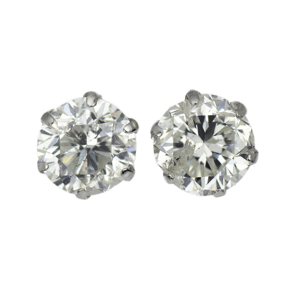 新品 Pt900 ダイヤモンド ピアス 2.062ct I/J I1 Fair/Poor