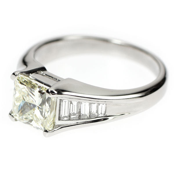 Pt900 プリンセスカット ダイヤモンド リング 2.001ct M SI1 D0.30ct
