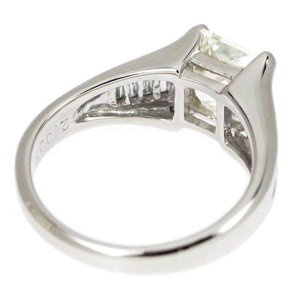 Pt900 プリンセスカット ダイヤモンド リング 2.001ct M SI1 D0.30ct